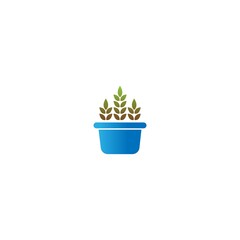 Tree in the pot, Leaf icon logo template