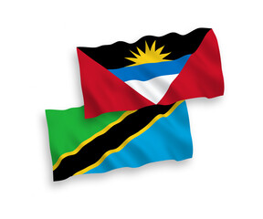 Obraz premium Flags of Antigua and Barbuda and Tanzania on a white background