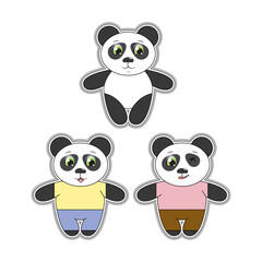 illustration vector graphic of cute  panda animal character cartoon isolated, perfect for cover, book, birthday card, gift card, wrap paper, sticker, t-shirt, memo, decoration