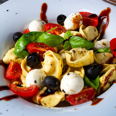 rustic tortellini pasta salad with mozzarella