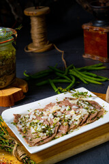 Delicious cold beef with vinaigrette