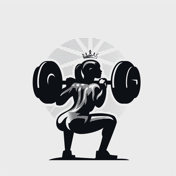 Athletic fitness woman doing squat