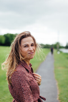 Funny Woman Grimacing Looking at the Camera