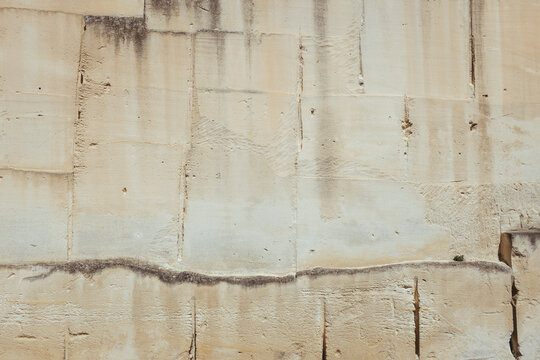Detail of limestone wall from quarry, Provence, France