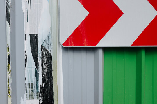 Close up of painted metal siding at construction site