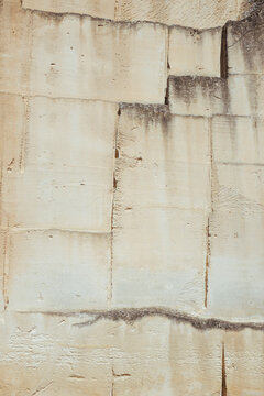 Detail of limestone wall from quarry, Provence, France