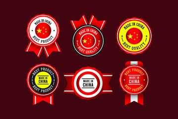 Made in china label set vector template.