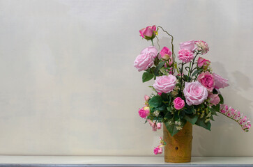 Classic vintage vase designed and decorated with colors of flowers.