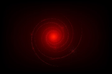 The red light shatters into dust or sparks like waves in the dark.