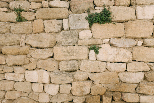 Detail of medieval stone wall, Provence, France