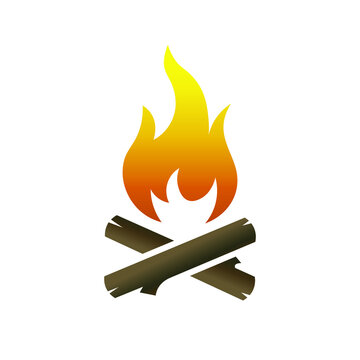 Campfire logo symbol. Bonfire icon shape sign. Vector illustration image. Isolated on white background.