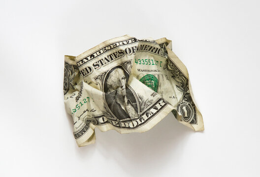 Wrinkled dollar bill