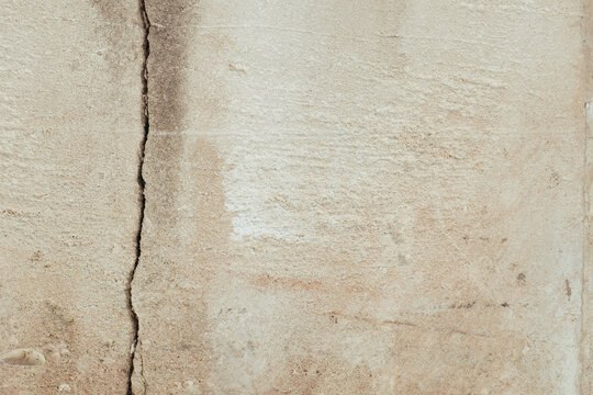 Fracture and crack in limestone wall from quarry