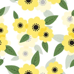 Behang Seamless cute fresh floral pattern background vector illustration for design  © kachaya