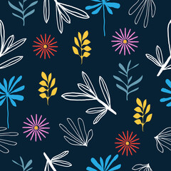 Seamless colorful hand drawn flowers background vector illustration for fashion,fabric,wallpaper and print design
