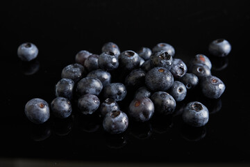 Fresh Blueberries in Black Background