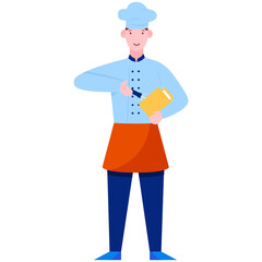 
A trained professional cook, flat design of baker illustration
