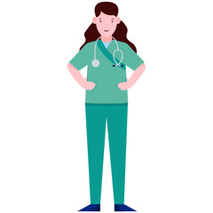 
A doctor's assistant, nurse illustration in flat character 
