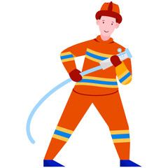 
Male avatar with water pipe depicting firefighter illustration
