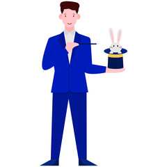 
A person who perform magic tricks, magician illustration 
