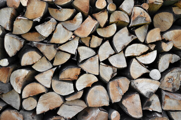 Fototapeta premium Pile of wood logs ready for winter