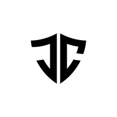 JC monogram logo with shield shape design template