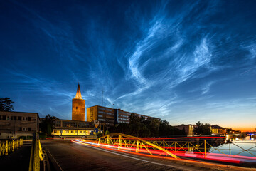 Noctilucent clouds above Opole old City.