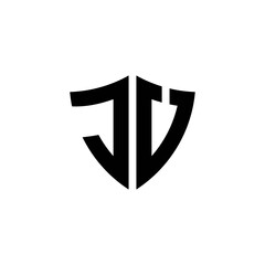 JU monogram logo with shield shape design template