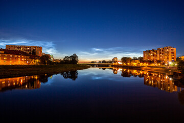 Noctilucent clouds above Opole old City.
