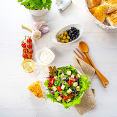Greek salad with sheep's cheese a delicious classic.