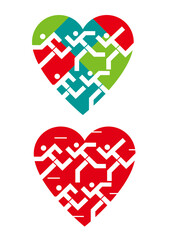 We love running, heart symbols
Illustrations of stylized runners in heart icon. Vector available. 