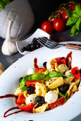 rustic tortellini pasta salad with mozzarella