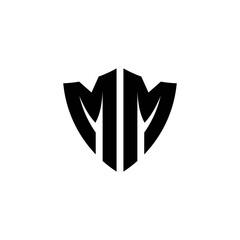 MM monogram logo with shield shape design template