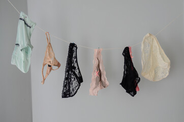 panties and underwear hanging from clothes line