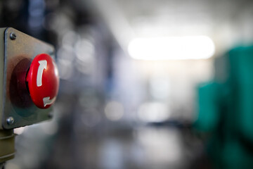Big red button round shape, close-up.