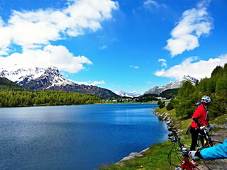 Swiss Alps-view of the lake of Sils