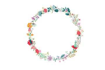 flowers wreath on white background