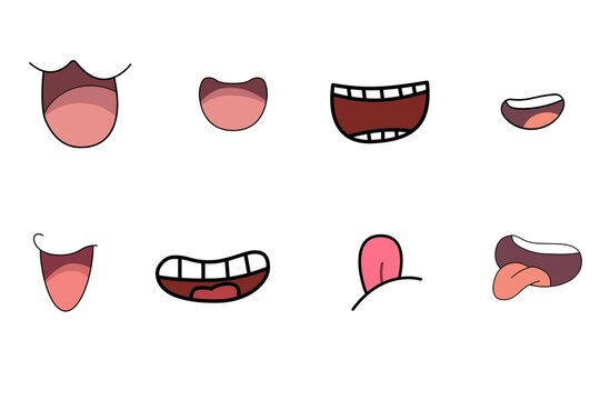 set of mouth  and white teeth , isolated