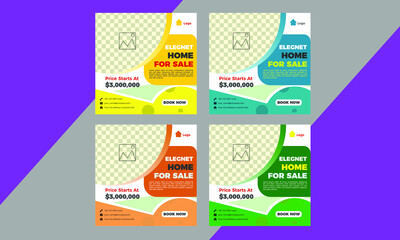 Elegant modern home real estate social design template 