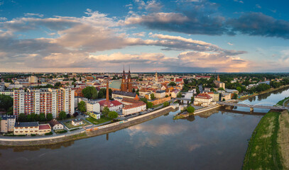 Fototapeta na wymiar Drone aerial photo city of Opole, Opolskie Poland