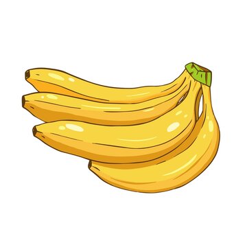 recommend clip art: Cartoon yellow bunch of bananas. Doodle lines color banana. 