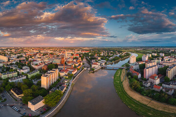 Drone aerial photo city of Opole, Opolskie Poland