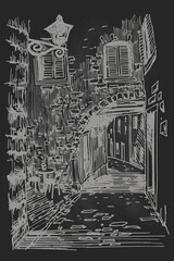 Obraz premium Vector sketch of architecture of Rovinj, Croatia.
