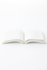 opened book on white background