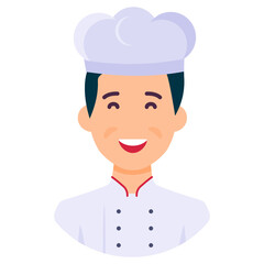 
A person with chef hat is cook, editable vector style 
