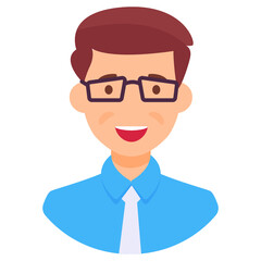 A professional avatar wearing glasses, trendy character design of teacher 