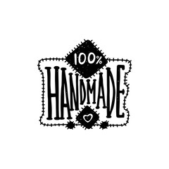 Hand drawn handmade label or badge with lettering vector illustration isolated.