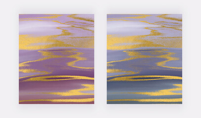 Blue, gold and pink watercolor brush stroke backgrounds. 
