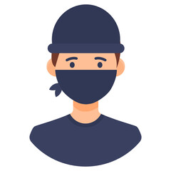 
A man with face mask is thief, robber in editable flat style 

