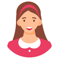 
Cute female student, schoolgirl in flat editable style 
